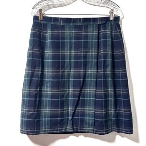 Vintage 90s Charter Club Blue Green Tartan Plaid Wrap Mini Skirt Women’s Size 14